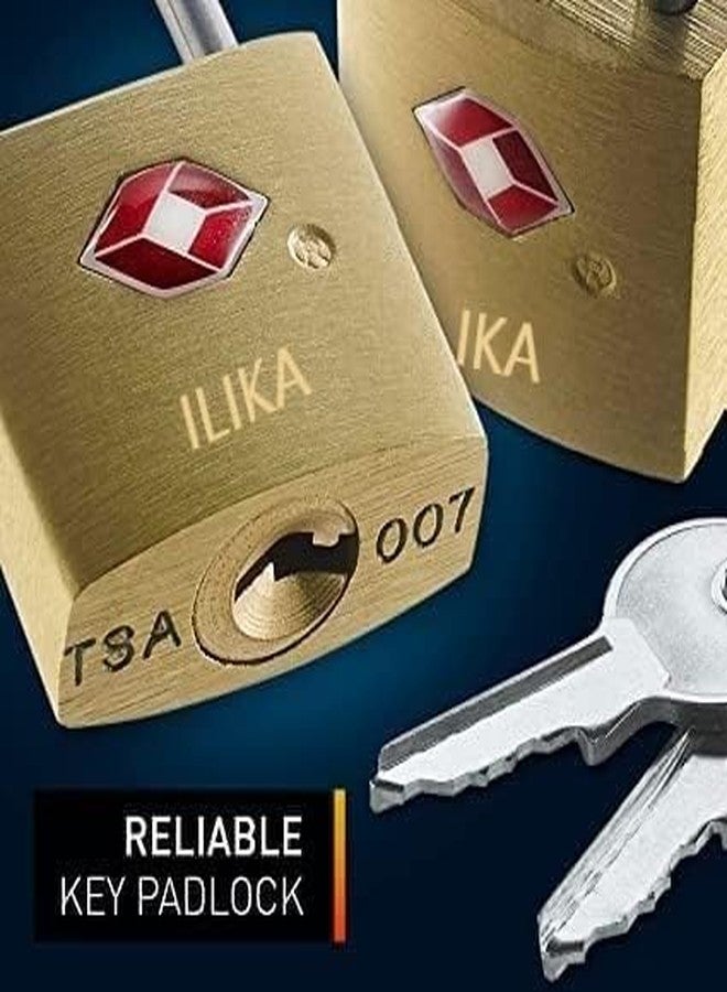 ILIKA Small Brass Lock TSA Approved with Keys,International Locks for Luggage Bag Travelling Locks Padlock (Gold) (1) - Image 5
